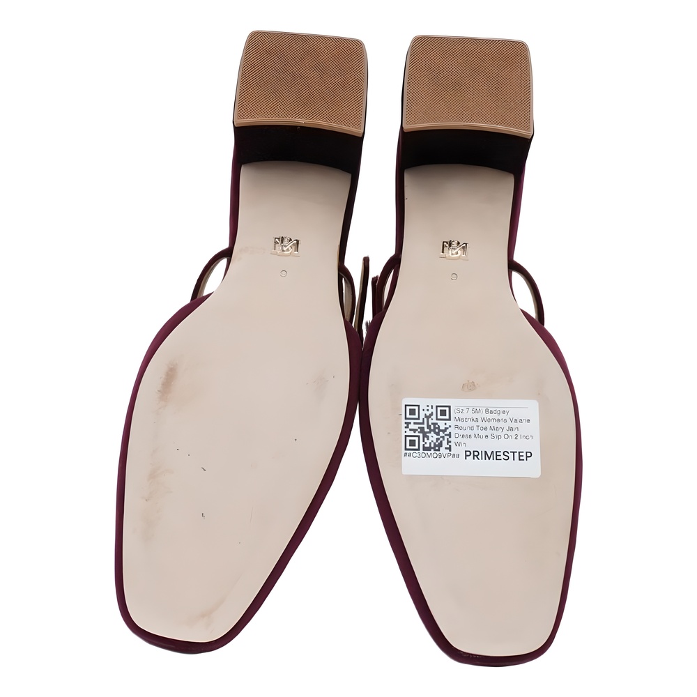 Badgley Mischka Valarie Round Toe Mary Jain Dress Mule Wine Velvet Size 7.5M - Picture 6 of 6